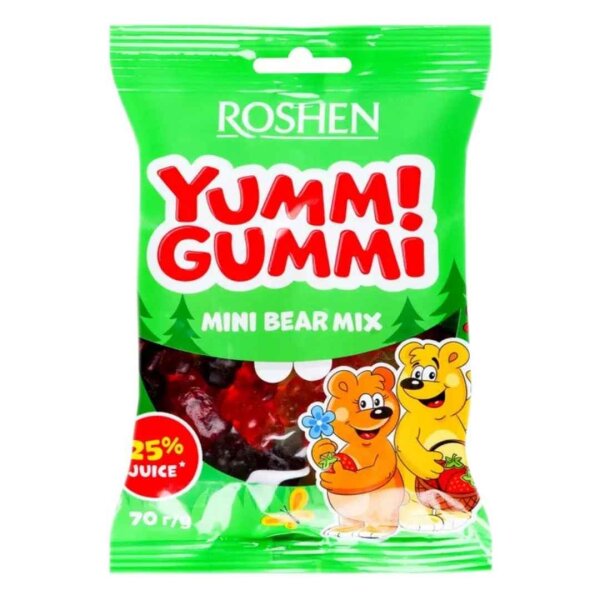 Цукерки желейні Mini Bear Mix Yummi Gummi, 70 г, Roshen