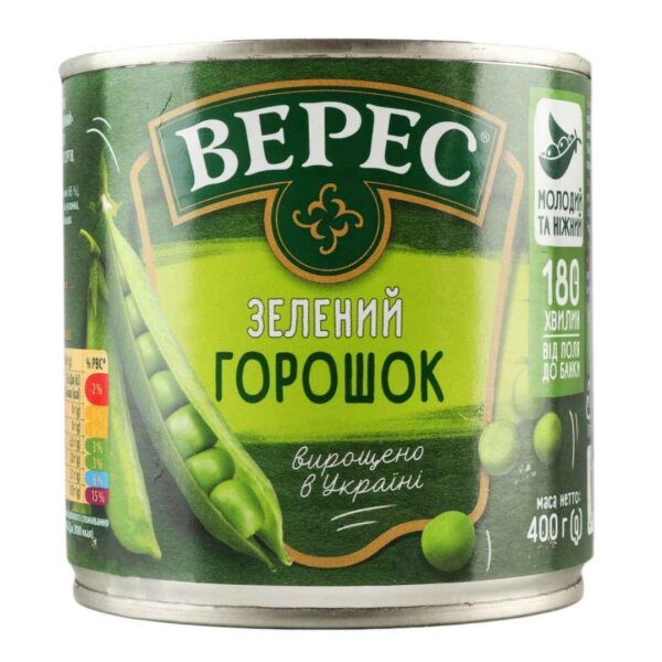 Горошок зелений консервований, 420 г, Верес