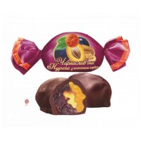 Pralinen Pflaumen und Aprikosen mit Walnuss in Glasur, Maria