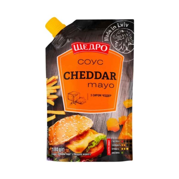 Soße „Cheddar Mayo“ mit Cheddar-Käse, 180 g, Schchedro
