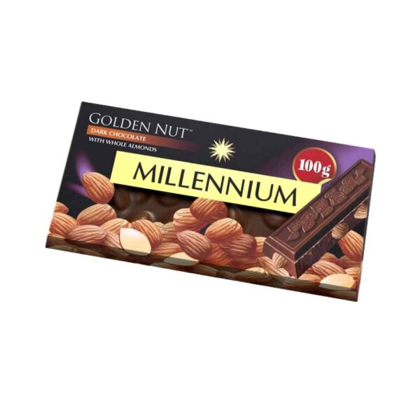 Шоколад чорний "Golden Nut" з мигдалем, 100г, Millennium