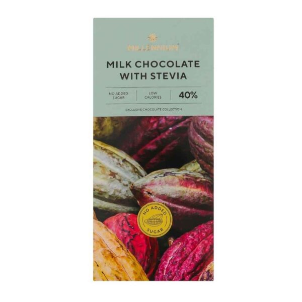 Шоколад молочний "WITH STEVIA", 100 г, Millennium