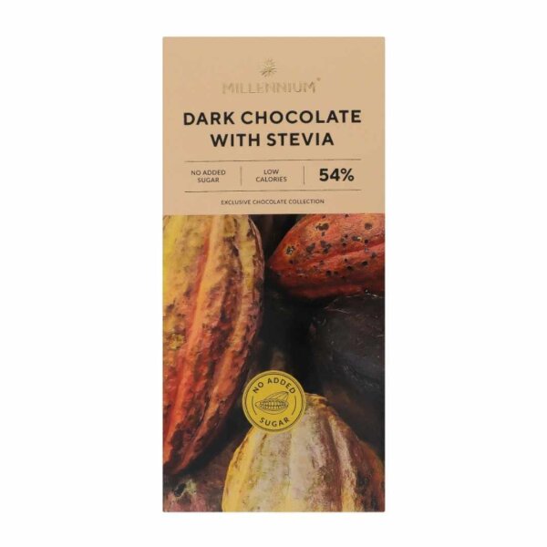 Dunkle Schokolade „WITH STEVIA“, 100 g, Millennium