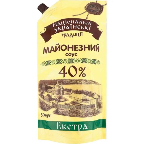 Mayonnaise-Sauce "Extra" 40% Fett, Nationale Ukrainische Traditionen, 500g, Olis