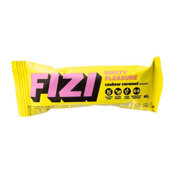 Веганський глазурований батончик "CASHEW CARAMEL", Sugar Free, 40 г, FIZI