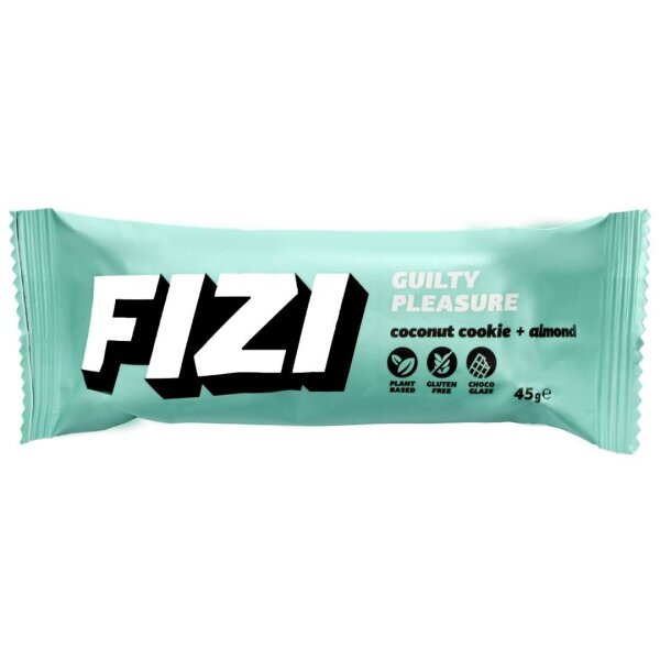 Веганський глазурований батончик "COCONUT COOKIE + ALMOND", Sugar Free, 45 г, FIZI