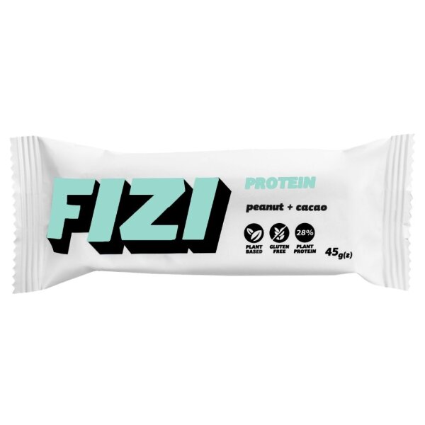 Протеїновий батончик VEGAN  "PEANUT + CACAO", Sugar Free, 45 г, FIZI