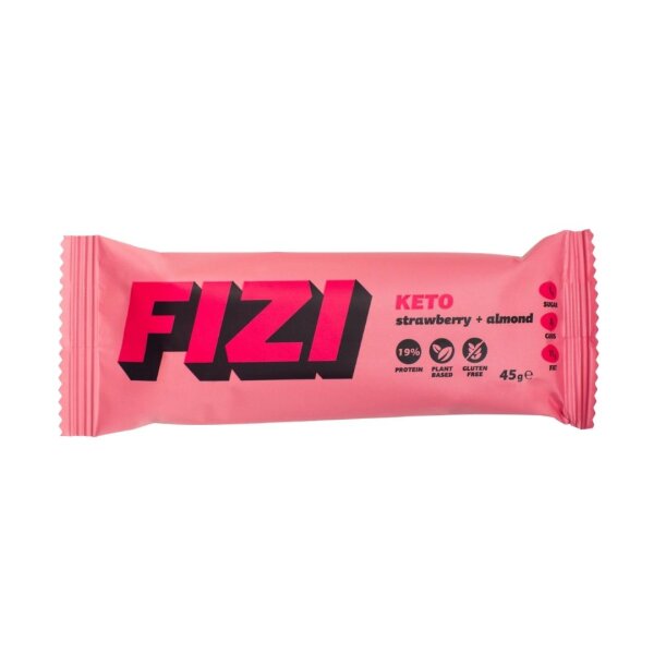 Keto-Proteinriegel "ALMOND  + STRAWBERRY", Sugar Free, 45 g, FIZI