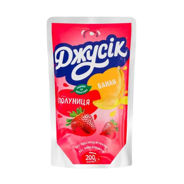 Fruchtsaftgetränk Erdbeere-Banane, 200 ml, Dzhusik