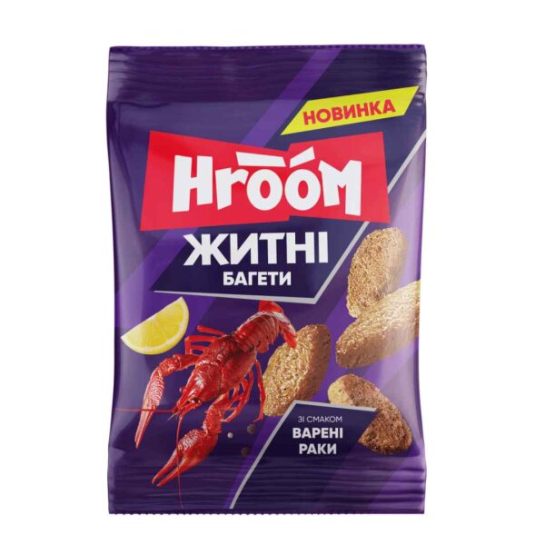 Roggen-Baguette-Snacks "Gekochte Krebse", Hroom, 90 g