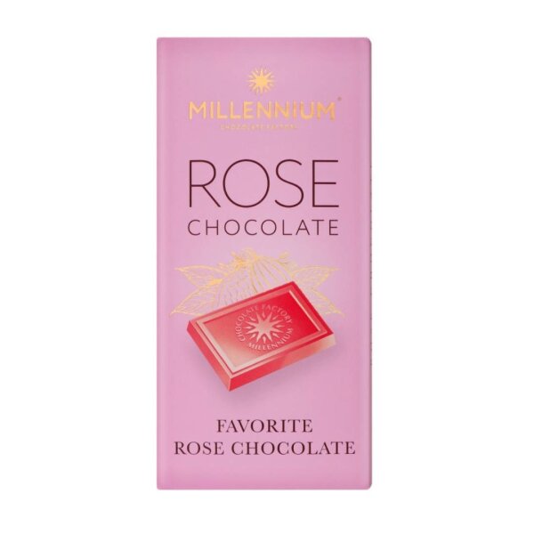 Rosa Schokolade „ROSE CHOCOLATE Favorite“, 100 g, Millennium - MHD: 02.09.2026