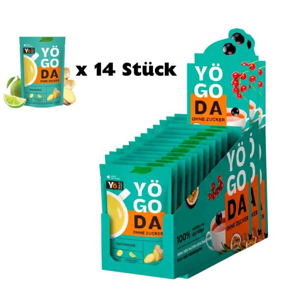 14 x Yögoda Tee „Ingwer-Limette“, Konzentrat (OHNE ZUCKERZUSATZ)