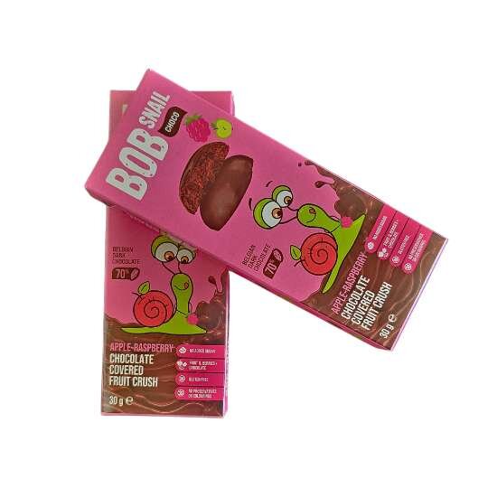 Цукерки "Яблуко-малина" в бельгійському чорному шоколаді,  ТМ Bob Snail