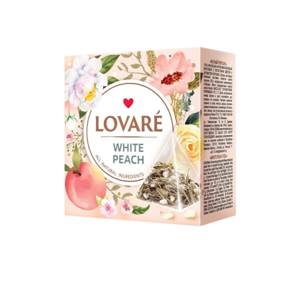 Чай білий з ароматом персика "White Peach" у прозорих пірамідках, 15x2г
