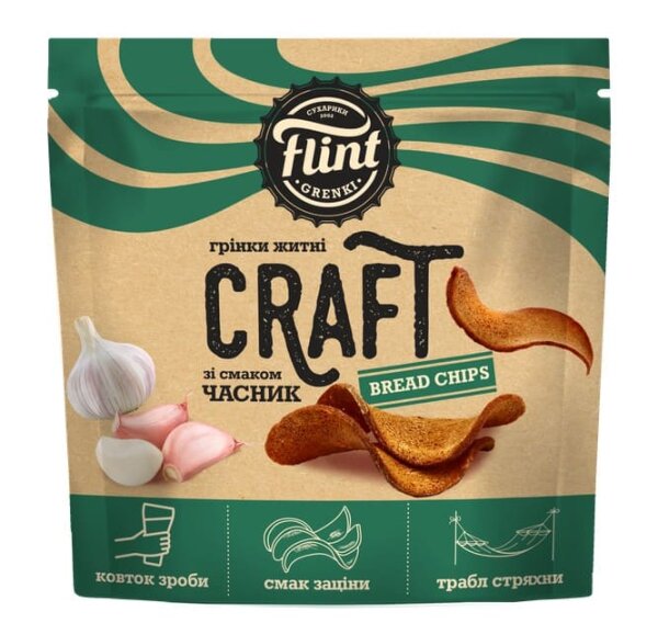 Wellige Brotchips „Flint Craft Grenki“, Knoblauch