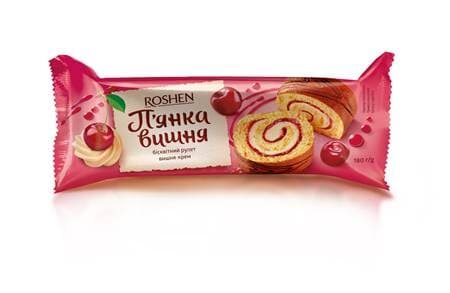 Bisquitrolle "Kirsche" mit Brandynote, Roshen, 180 g