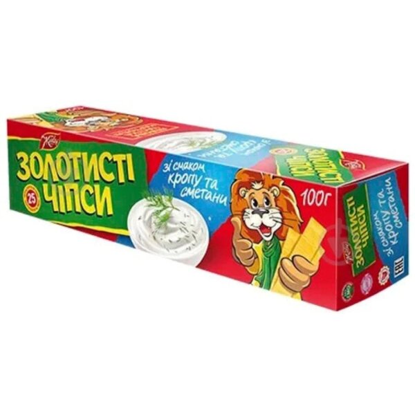 Довгі картопляні чіпси, кріп і сметана, 100г