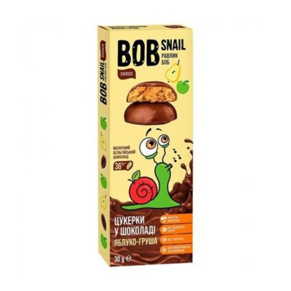 Цукерки "Яблуко-груша" в бельгійському молочному шоколаді,  ТМ Bob Snail