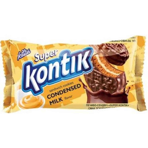 Печиво-сендвіч Super Kontik зі смаком згущеного молока, 90 г
