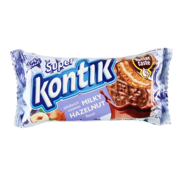Печиво-сендвіч Super Kontik з молочно-горіховим смаком, 90 г