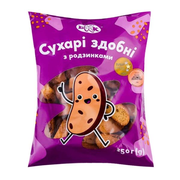 Сухарі здобні з родзинками БКК, 250г