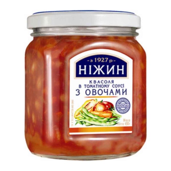 Bohnen in Tomatensoße mit Gemüse, Nizhyn, 450g